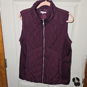 Women's Maurices Burgandy Vest Sz L *cute*